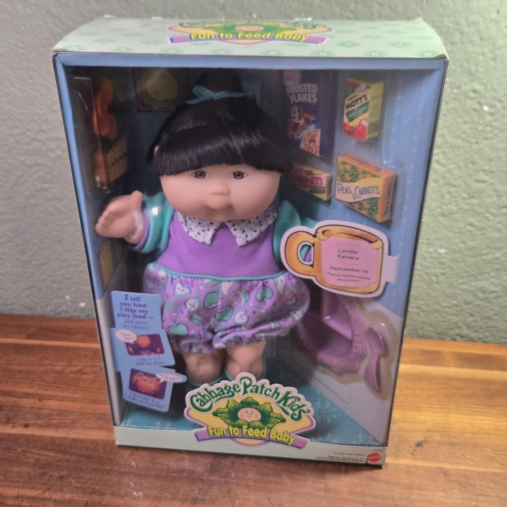 Cabbage Patch Kids Fun to Feed Baby Doll Taryn Madge DOB Jan 24 Mattel 1998 NIB